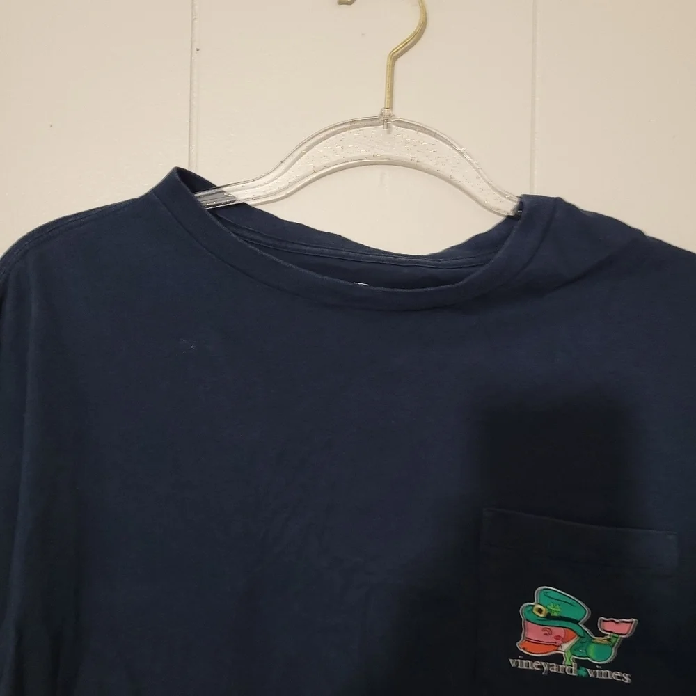 Vineyard Vines Kiss Me I'M Irish  Long Sleeve Tee Shirt St Patrick's Blue Sz S